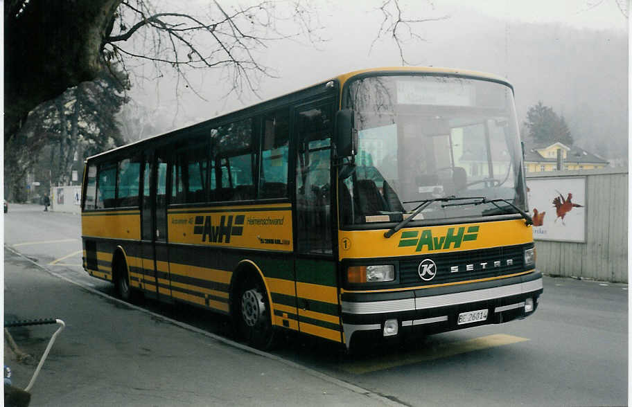 (013'735) - AvH Heimenschwand - Nr. 1/BE 26'814 - Setra am 18. Mrz 1996 in Thun, Aarefeld