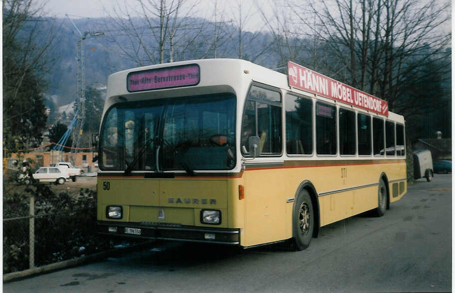 (016'001) - STI Thun - Nr. 50/BE 396'550 - Saurer/R&J am 28. Dezember 1996 bei der Schifflndte Thun