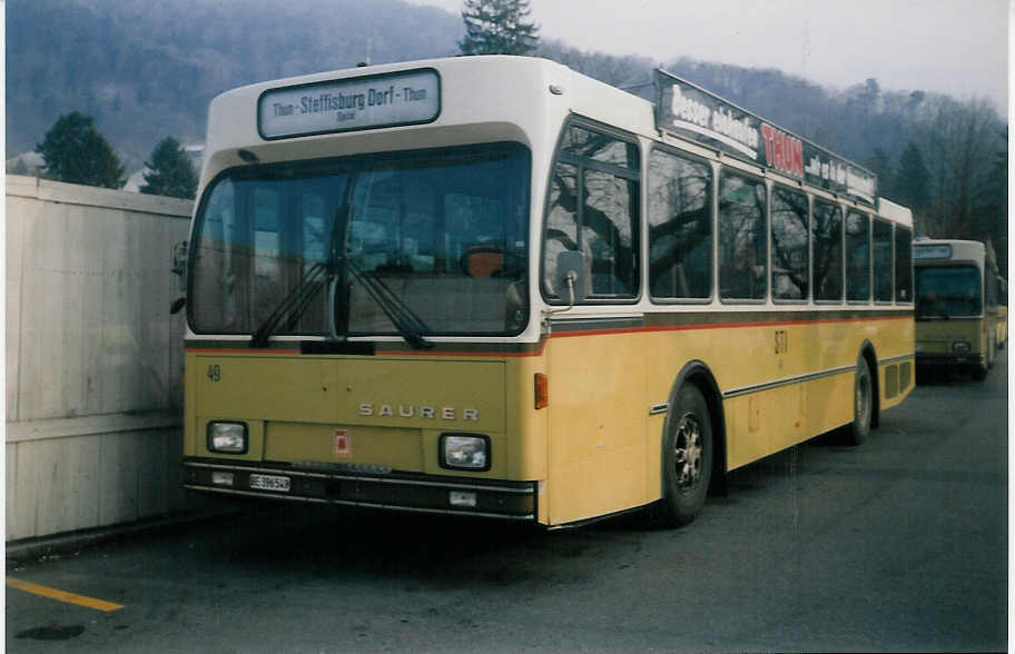 (016'004) - STI Thun - Nr. 49/BE 396'549 - Saurer/R&J am 28. Dezember 1996 bei der Schifflndte Thun