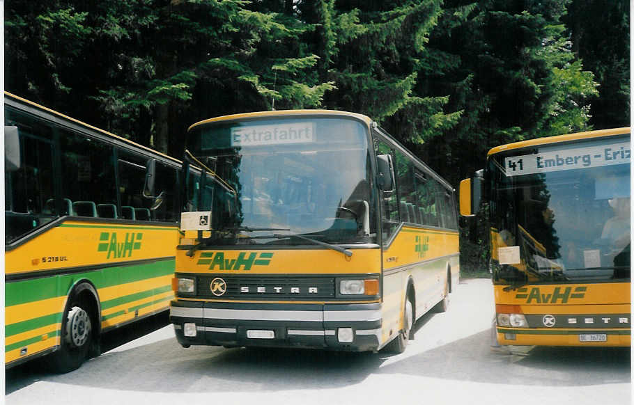 (018'134) - AvH Heimenschwand - Nr. 3/BE 26'509 - Setra (ex AGS Sigriswil Nr. 1) am 22. Juli 1997 in Heimenschwand, Garage (75 Jahre AvH)