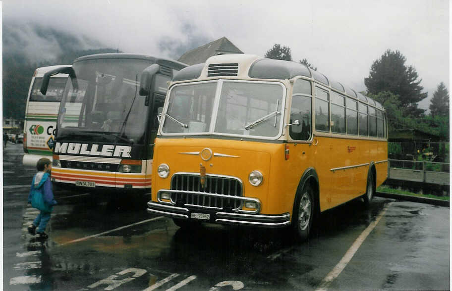 (018'321) - Engeloch, Riggisberg - BE 95'952 - FBW/Eggli (ex Privat; ex Steiger, Schlatt; ex P 24'061; ex P 21'561) am 1. August 1997 beim Bahnhof Interlaken West