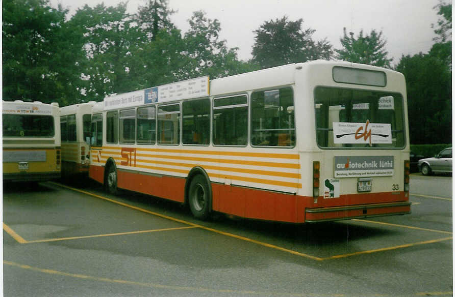 (019'303) - STI Thun - Nr. 33/BE 419'033 - Volvo/R&J (ex SAT Thun Nr. 33) am 7. September 1997 bei der Schifflndte Thun