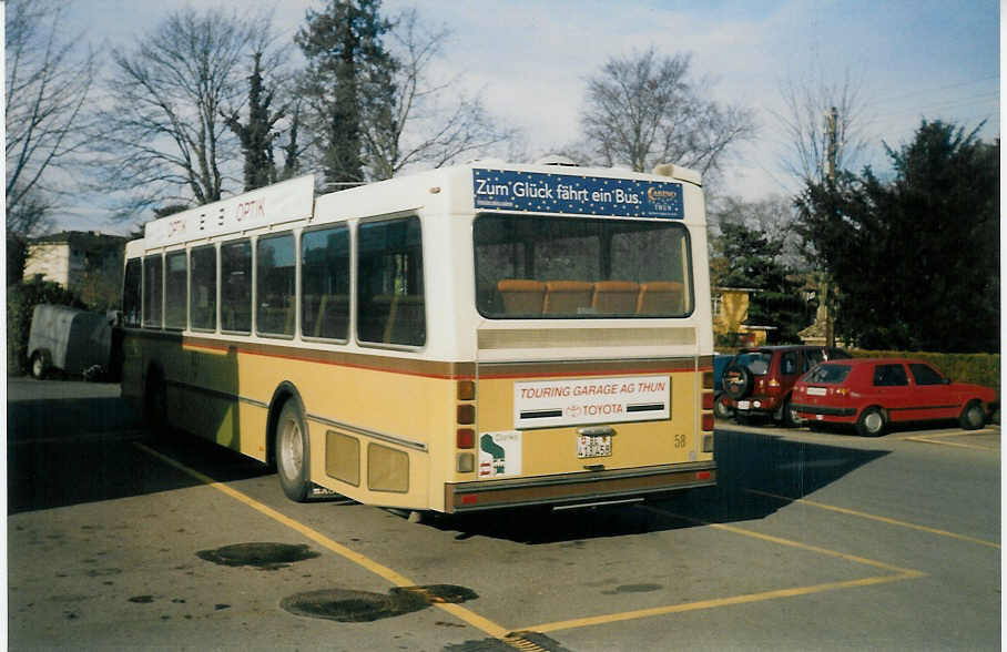 (021'407) - STI Thun - Nr. 58/BE 413'458 - Saurer/R&J am 5. Januar 1998 bei der Schifflndte Thun