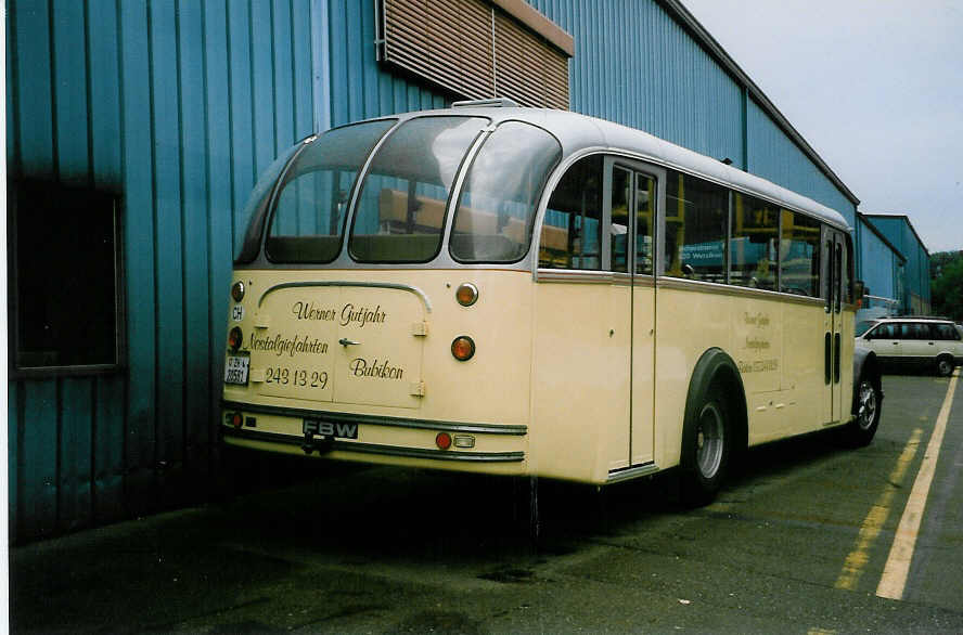 (023'323) - Gutjahr, Bubikon - Nr. 1/ZH 20'581 - FBW/FHS (ex AAGL Liestal; ex BLT Oberwil; ex Einwohnergemeinde, Dornach) am 14. Juni 1998 in Wetzikon, FBW-Museum