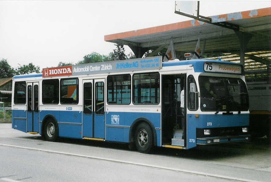 (024'024) - VBZ Zrich - Nr. 273/BE 2137 U - Saurer/R&J am 10. Juli 1998 in Btzberg, Heiniger