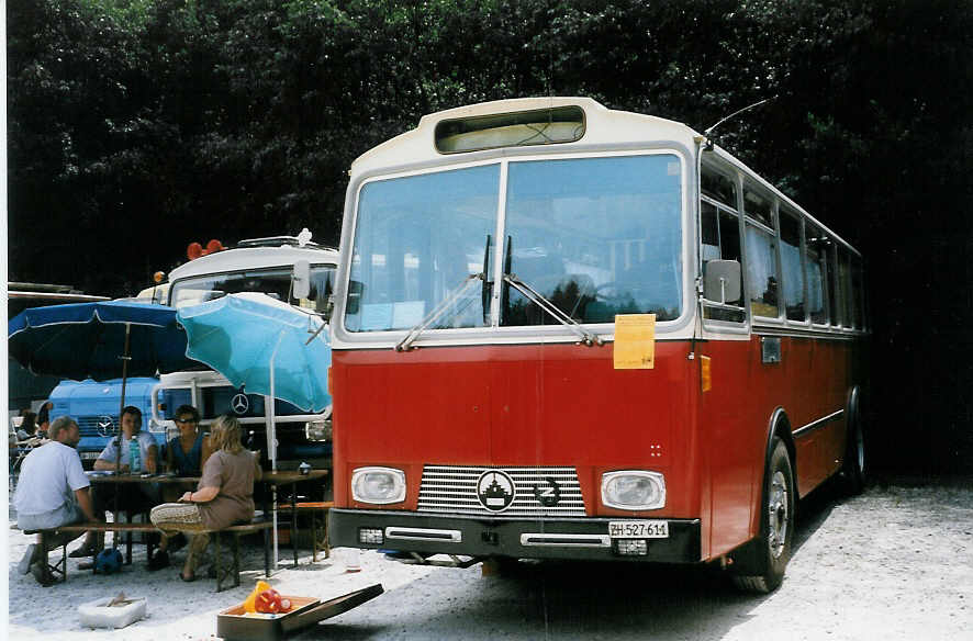 (025'407) - Niederer F., Langwiesen - ZH 527'611 - Saurer/Tscher (ex Solr+Fontana, Ilanz) am 15. August 1998 in Heitenried, Sensegraben