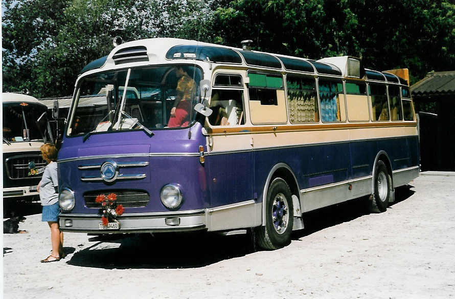 (025'434) - Gerster, Roggwil - TG 69'460 - Saurer/Saurer am 15. August 1998 in Heitenried, Sensegraben