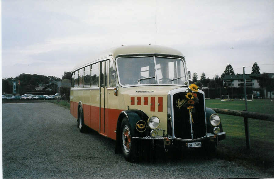 (025'614) - Imfeld, Sachseln - OW 10'065 - Saurer/Tscher (ex Ltscher, Neuheim) am 18. August 1998 in Thun-Lerchenfeld, Waldeck