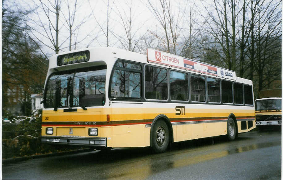 (028'215) - STI Thun - Nr. 52/BE 396'552 - Saurer/R&J am 27. November 1998 bei der Schifflndte Thun