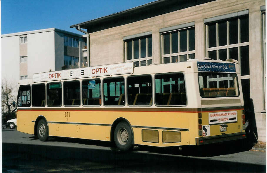 (029'223) - STI Thun - Nr. 58/BE 413'458 - Saurer/R&J am 2. Februar 1999 in Thun, Garage