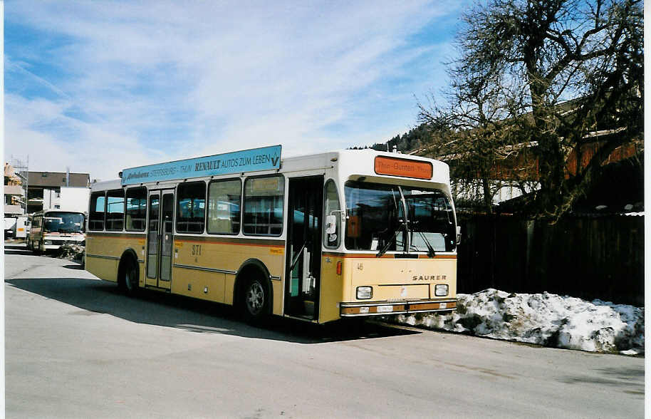 (029'833) - STI Thun - Nr. 46/BE 396'546 - Saurer/R&J am 3. Mrz 1999 in Thun, Garage