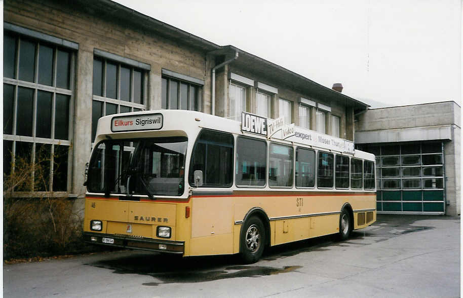 (030'304) - STI Thun - Nr. 46/BE 396'546 - Saurer/R&J am 19. Mrz 1999 in Thun, Garage