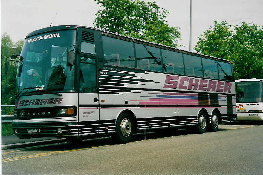 (031'114) - Aus Deutschland: Scherer, Rtenbach - FR-XT 33 - Setra am 26. April 1999 in Basel, ZOO