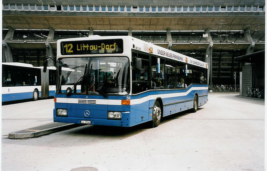 (034'213) - Gowa, Luzern - Nr. 59/LU 15'596 - Mercedes am 13. Juli 1999 beim Bahnhof Luzern