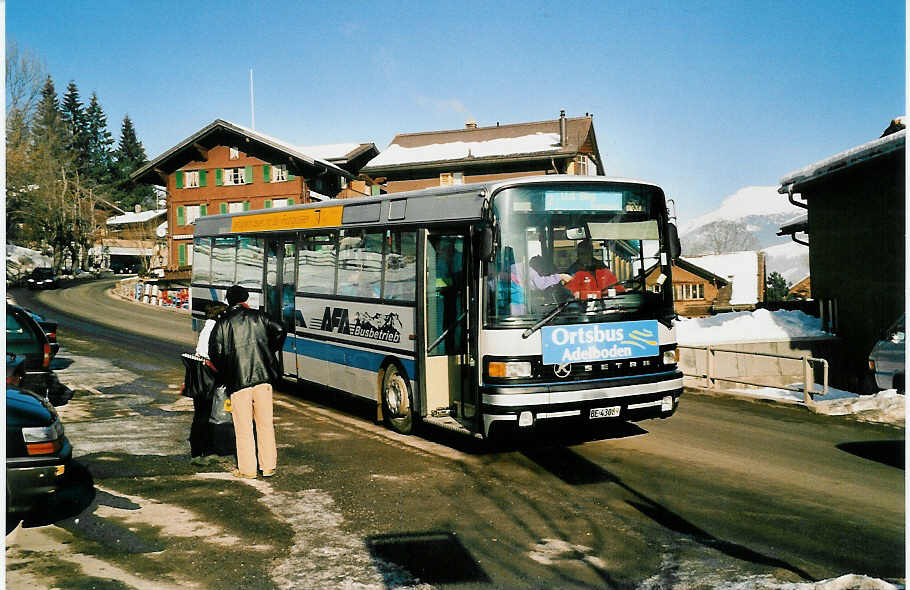 (038'811) - AFA Adelboden - Nr. 14/BE 43'089 - Setra (ex AAGI Interlaken Nr. 33) am 16. Januar 2000 in Adelboden, Mhleport