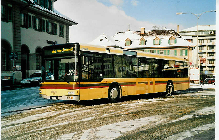 (038'829) - STI Thun - Nr. 78/BE 265'478 - MAN am 24. Januar 2000 beim Bahnhof Thun