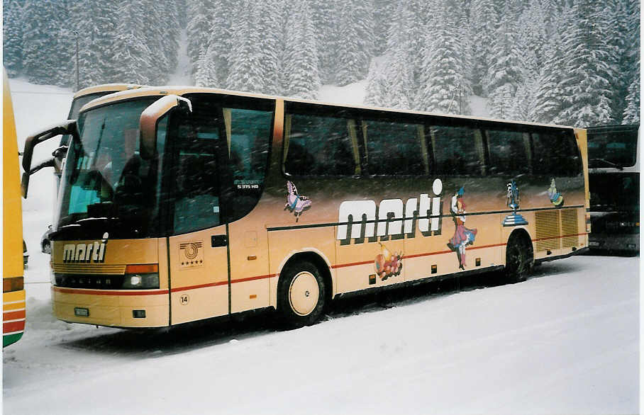 (039'121) - Marti, Kallnach - Nr. 14/BE 102'214 - Setra am 19. Februar 2000 in Adelboden, Unter dem Birg