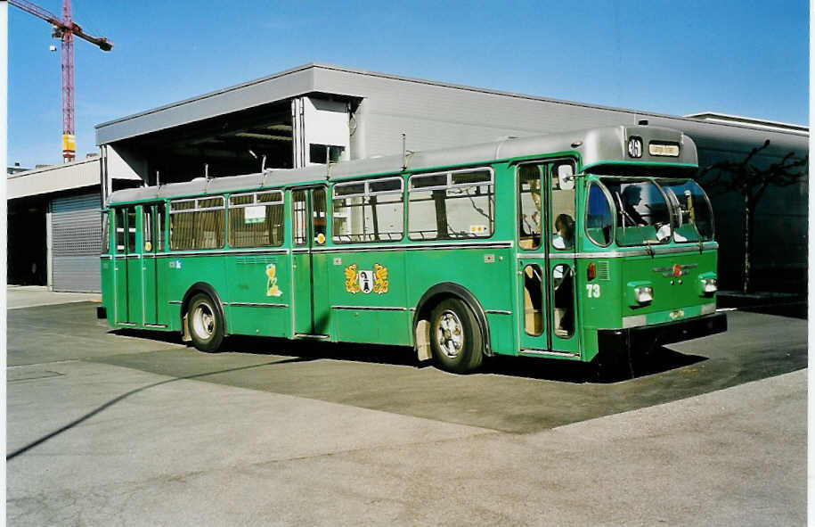 (040'201) - BVB Basel (RWB) - Nr. 73/BE 2784 U - FBW/FHS am 8. April 2000 in Zug, Garage ZVB