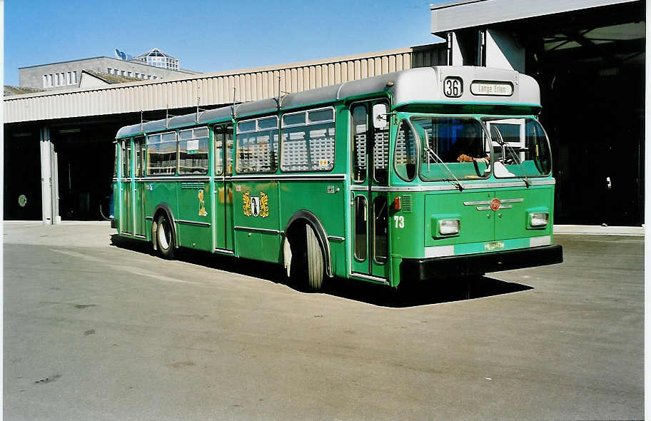 (040'204) - BVB Basel (RWB) - Nr. 73/BE 2784 U - FBW/FHS am 8. April 2000 in Zug, Garage ZVB