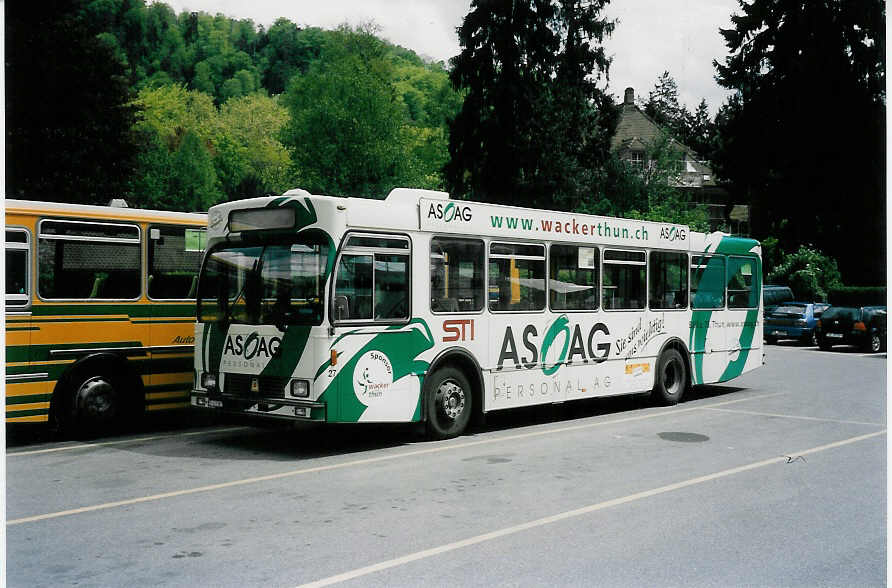 (040'430) - STI Thun - Nr. 27/BE 419'027 - Volvo/R&J (ex SAT Thun Nr. 27) am 5. Mai 2000 bei der Schifflndte Thun