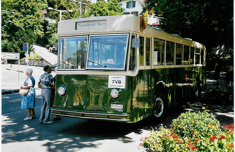 (042'417) - SVB Bern (TVB) - Nr. 70/BE 203'422 - Saurer/Gangloff am 12. August 2000 in Bern, Brengraben