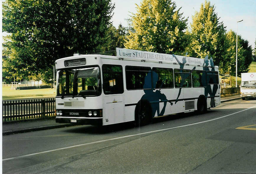 (047'821) - VBSH Schaffhausen - Nr. 16/SH 38'016 - Scania/FHS am 12. Juli 2001 in Schaffhausen, Wiesli