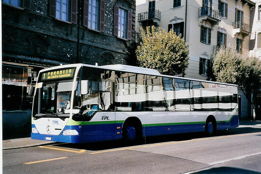 (051'209) - TPL Lugano - Nr. 11/TI 207'011 - Mercedes am 1. Januar 2002 in Lugano, San Antonio