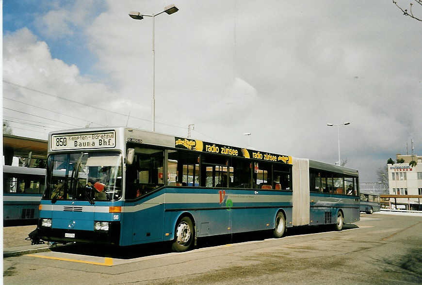 (052'507) - VZO Grningen - Nr. 56/ZH 352'756 - Mercedes am 23. Mrz 2002 beim Bahnhof Wetzikon