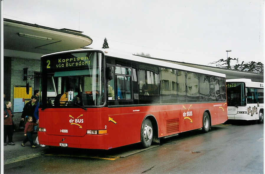 (052'903) - AAGK Koppigen - Nr. 2/BE 593 - Volvo/Hess am 15. April 2002 beim Bahnhof Burgdorf