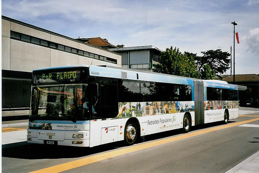 (053'427) - TRAVYS Yverdon - VD 1321 - MAN (ex TPYG Yverdon) am 20. Mai 2002 beim Bahnhof Yverdon