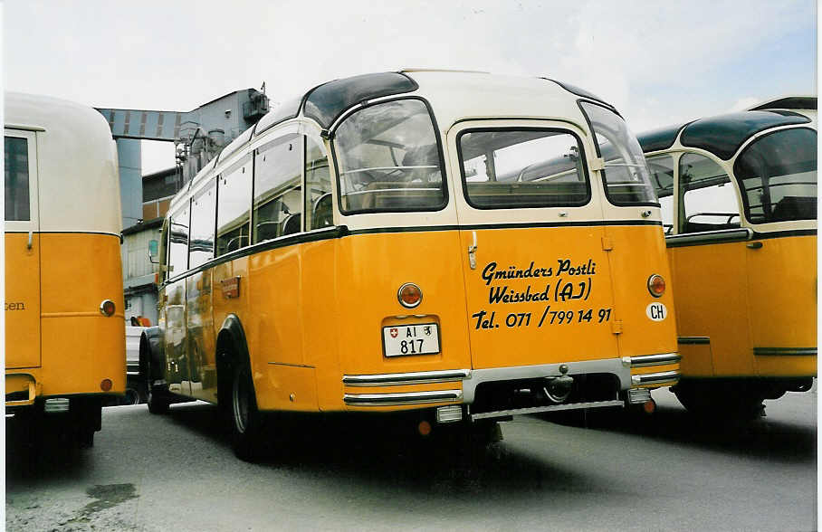 (055'811) - Gmnder, Weissbad - AI 817 - Saurer/Gangloff (ex P 23'144) am 31. August 2002 in Niederbipp, Saurertreffen