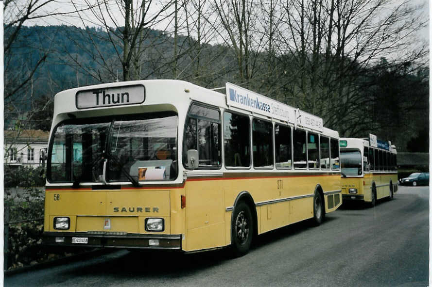 (057'732) - STI Thun - Nr. 58/BE 413'458 - Saurer/R&J am 24. Dezember 2002 bei der Schifflndte Thun