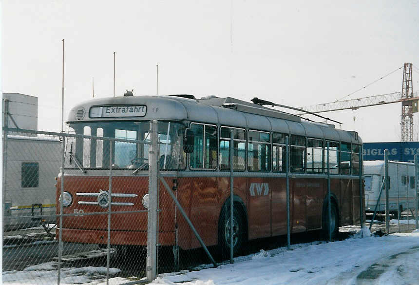 (059'010) - WV Winterthur - Nr. 50 - Saurer/Saurer Trolleybus am 20. Februar 2003 in Winterthur, Depot Grzefeld