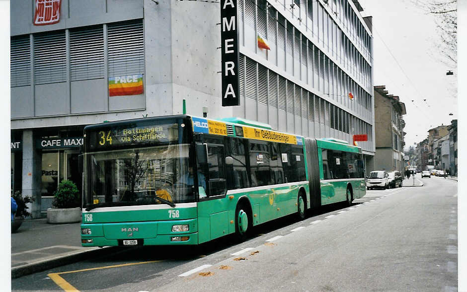 (059'901) - BVB Basel - Nr. 758/BS 3258 - MAN am 19. April 2003 in Basel, Claraplatz