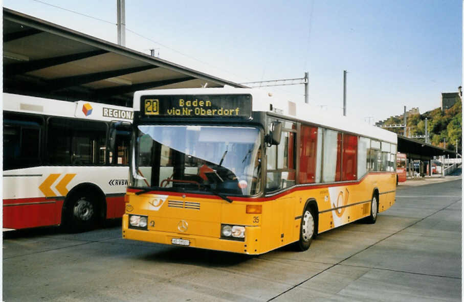 (061'610) - Steffen, Remetschwil - Nr. 35/AG 18'501 - Mercedes am 19. Juli 2003 beim Bahnhof Baden