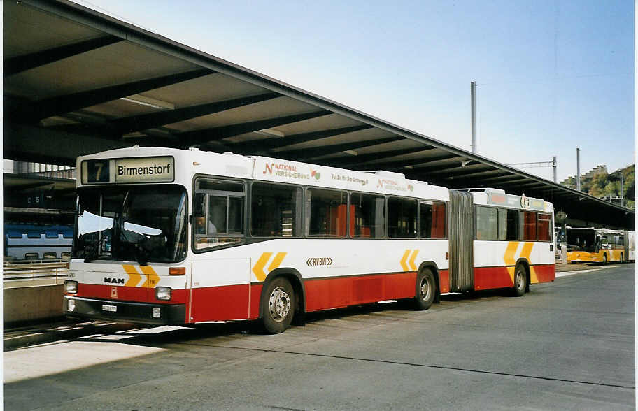 (061'614) - RVBW Wettingen - Nr. 116/AG 226'221 - MAN/R&J am 19. Juli 2003 beim Bahnhof Baden