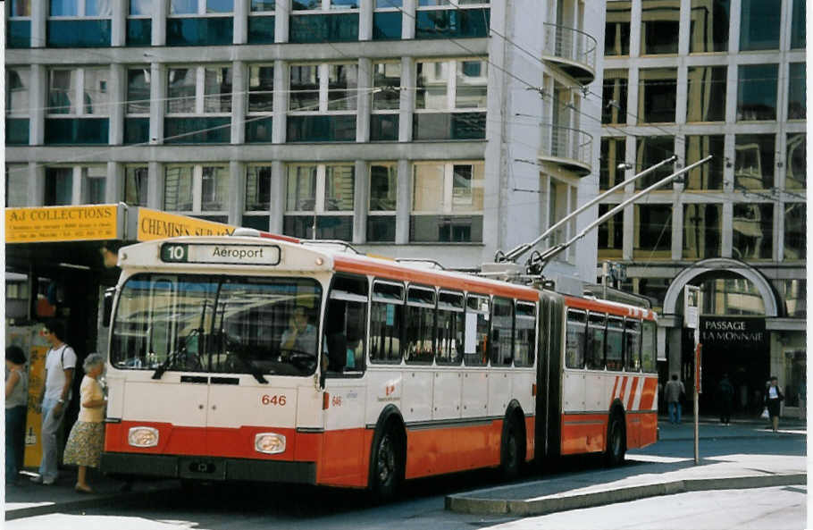 (062'429) - TPG Genve - Nr. 646 - FBW/Hess Gelenktrolleybus am 4. August 2003 in Genve, Bel-Air