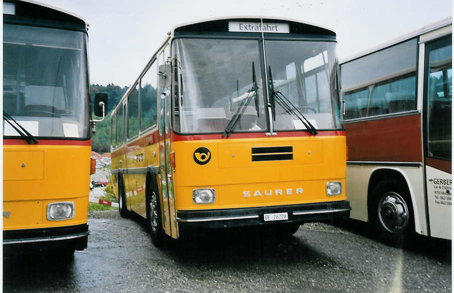 (062'909) - Schmid, Thrishaus - BE 26'206 - Saurer/Tscher (ex P 24'244) am 30. August 2003 in Niederbipp, Saurertreffen