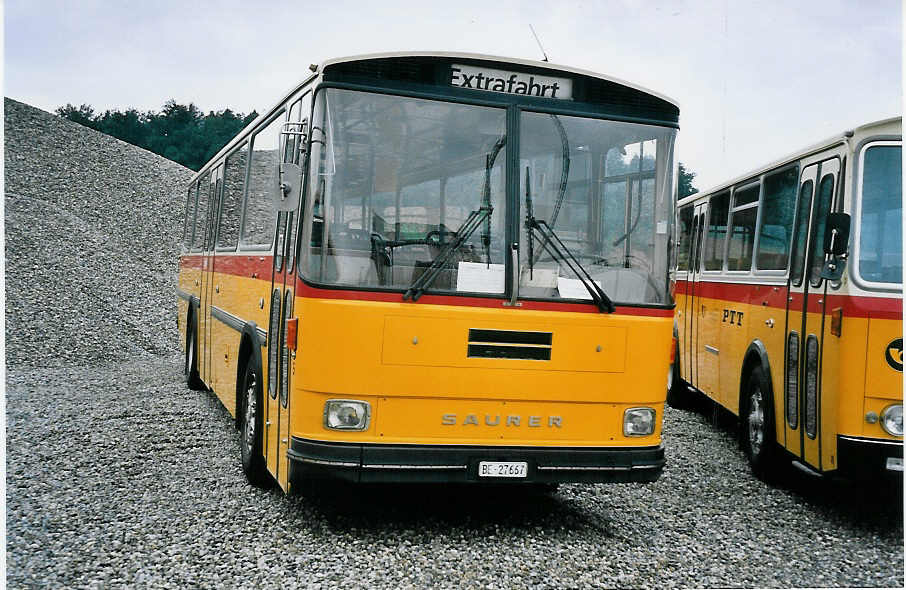 (062'918) - Engeloch, Riggisberg - Nr. 5/BE 27'667 - Saurer/Tscher (ex P 25'668) am 30. August 2003 in Niederbipp, Saurertreffen