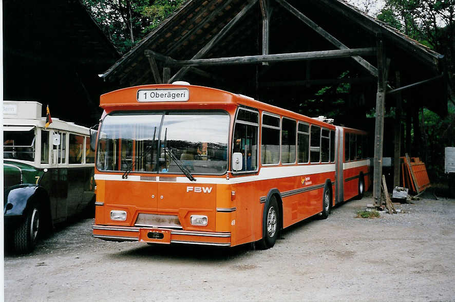 (063'308) - ZVB Zug (RWB) - Nr. 49 - FBW/Hess (ex RhV Altsttten Nr. 101) am 7. September 2003 in Oberburg, Ziegelgut