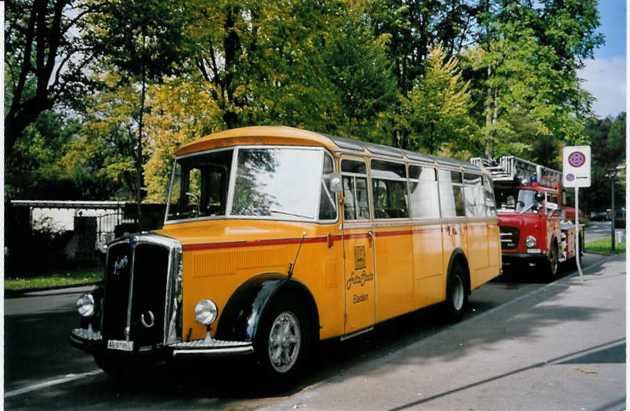 (064'010) - Stutz, Zufikon - AG 9798 U - Saurer/Lauber (ex Stutz, Baden; ex Stucki, Porrentruy) am 11. Oktober 2003 in Luzern, Verkehrshaus