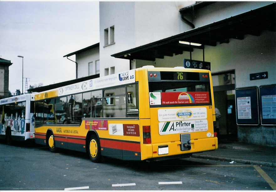 (064'331) - AAGL Liestal - Nr. 55/BL 7007 - MAN/Lauber am 15. November 2003 beim Bahnhof Liestal