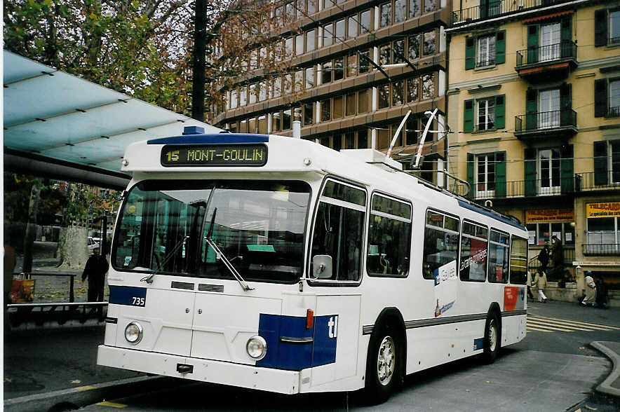 (064'701) - TL Lausanne - Nr. 735 - FBW/Hess Trolleybus am 29. November 2003 in Lausanne, Chauderon