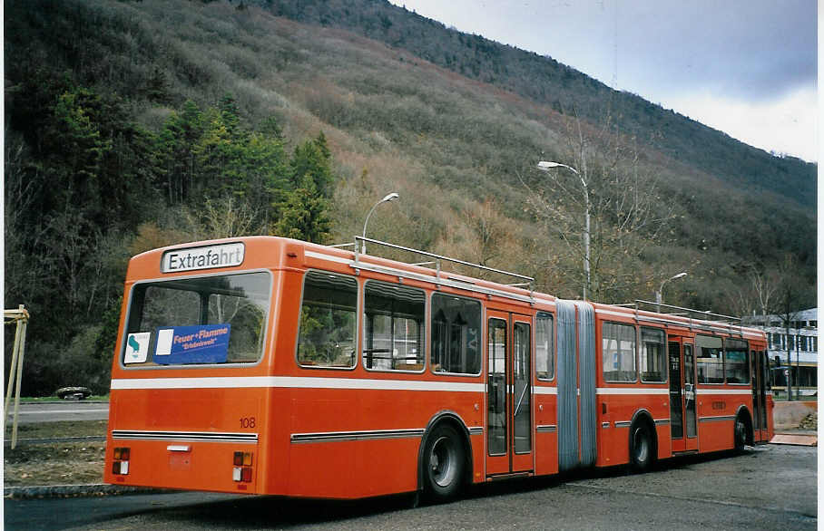 (064'719) - RVBW Wettingen - Nr. 108 - Volvo/R&J am 14. Dezember 2003 in Biel, BTR