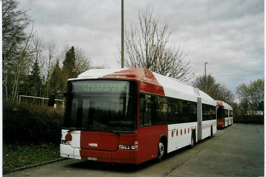 (066'116) - TPF Fribourg - Nr. 516/FR 300'396 - MAN/Hess Gelenkduobus am 21. Mrz 2004 in Fribourg, Garage