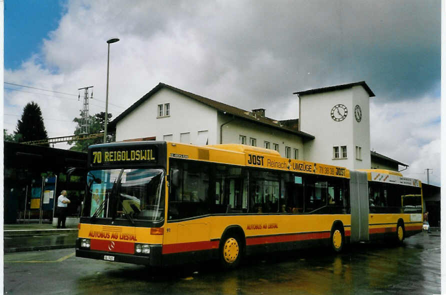 (069'230) - AAGL Liestal - Nr. 91/BL 7421 - Mercedes am 10. Juli 2004 beim Bahnhof Liestal