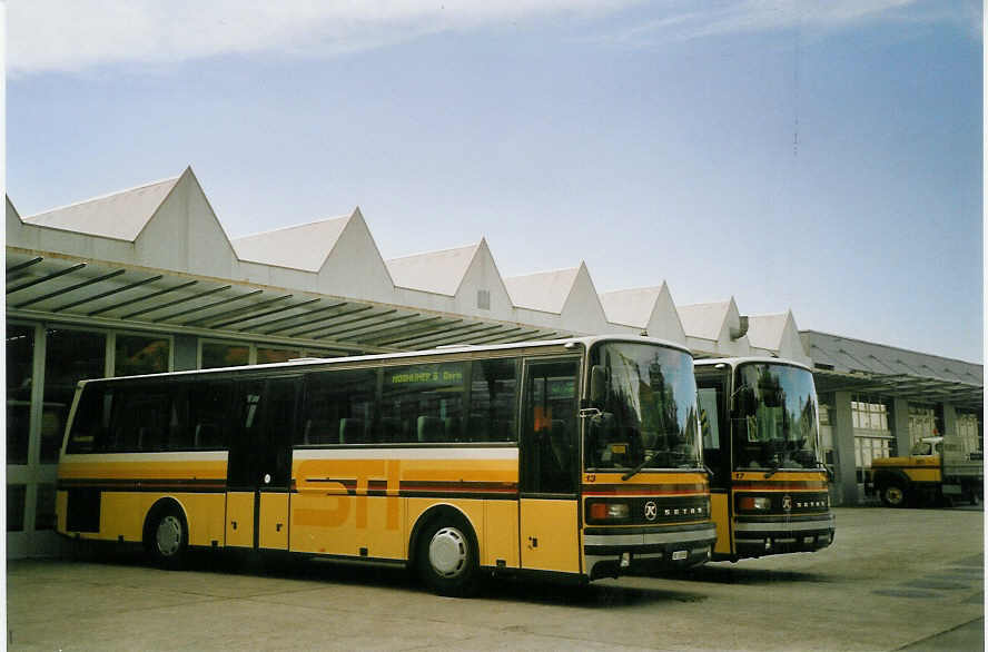 (069'425) - STI Thun - Nr. 13/BE 26'509 - Setra (ex AvH Heimenschwand Nr. 3; ex AGS Sigriswil Nr. 1) am 16. Juli 2004 in Thun, Garage