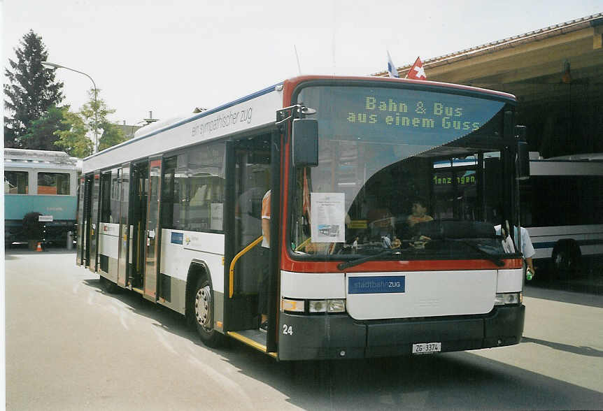 (070'827) - ZVB Zug - Nr. 24/ZG 3374 - Scania/Hess am 11. September 2004 in Zug, Garage