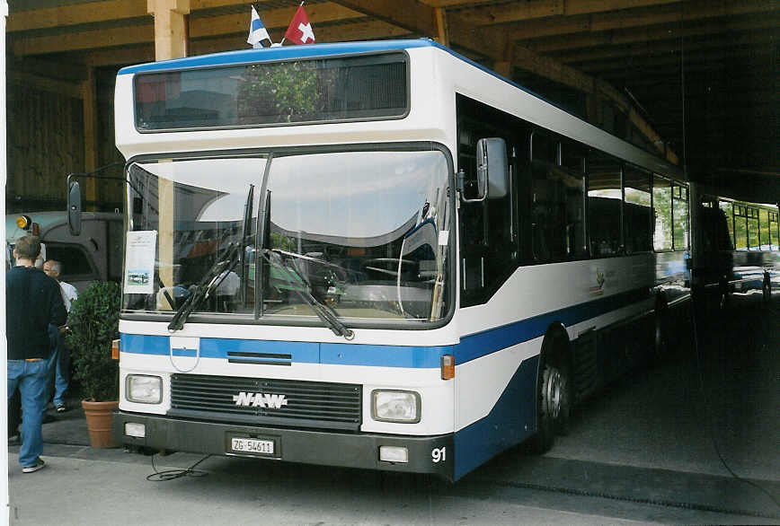 (070'831) - ZVB Zug - Nr. 91/ZG 54'611 - NAW/Hess (ex Nr. 1) am 11. September 2004 in Zug, Garage