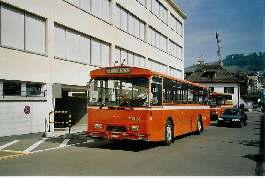 (070'910) - ZVB Zug - Nr. 153/ZG 72'153 - FBW/Hess (ex Nr. 28; ex Nr. 3) am 11. September 2004 in Zug, Garage